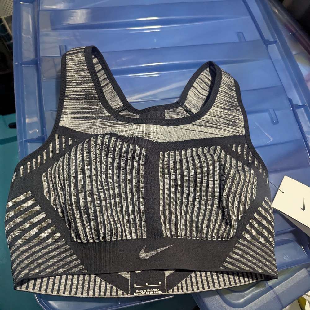 Nike Women's Black and Gray Sports Bra